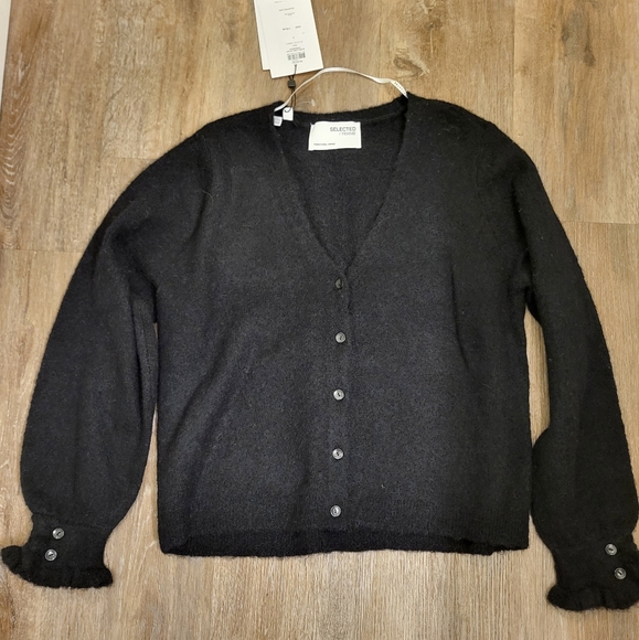 Selected Femme Curve Knit Cardigan 'Juma' Black Size Large (Wool & Alpaca) - Picture 8 of 16